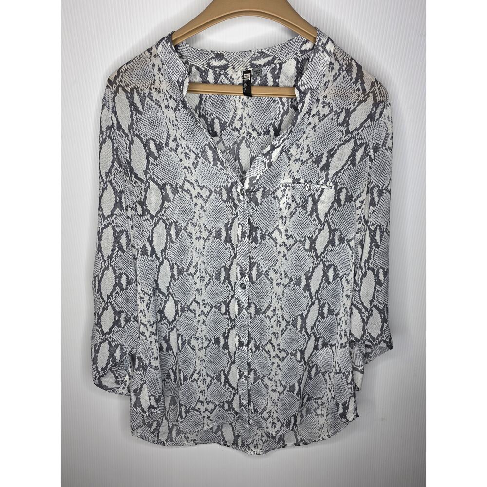 KUT from the Kloth Snakeskin Print Sheer Blouse Size Medium